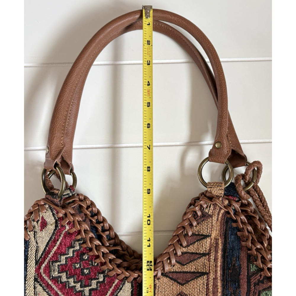 Southwestern Tapestry Hobo Bag Woven Fringe Boho Aztec Slouchy Handbag Purse - Picture 14 of 16